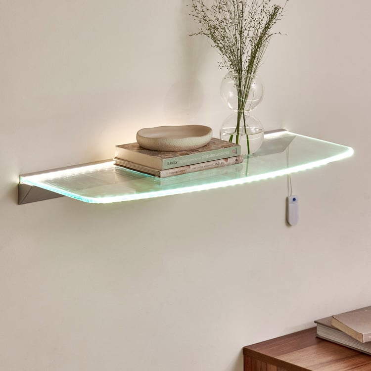 Abe Tempered Glass LED Wall Shelf