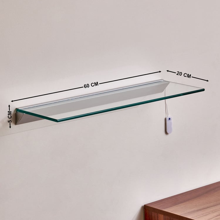 Abe Tempered Glass LED Wall Shelf