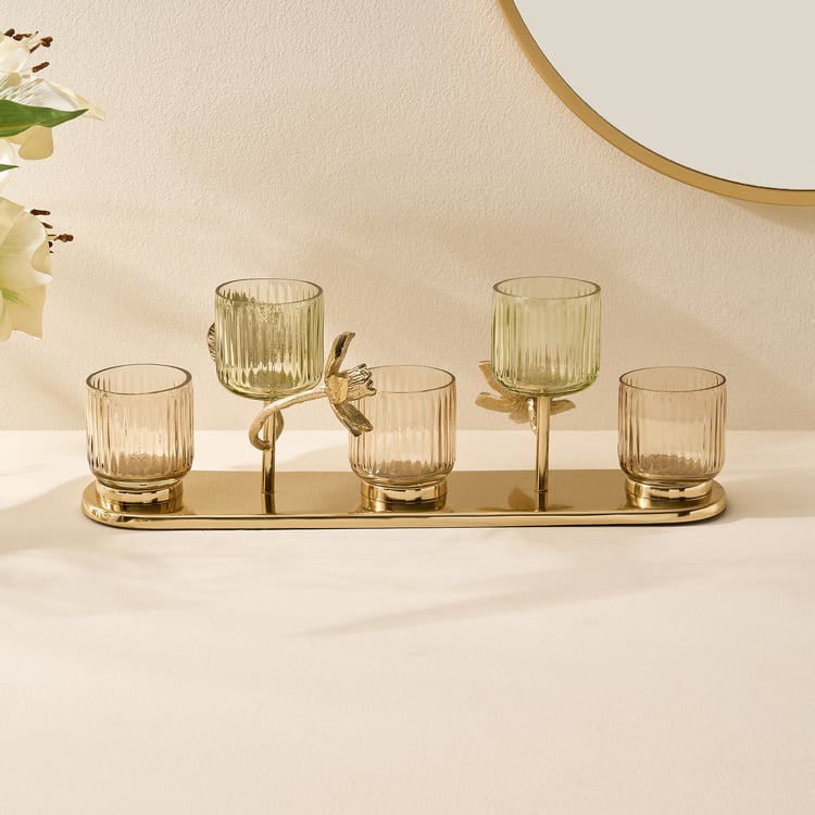 Soma Bloom Glass Multi Votive Holder with Metal Stand