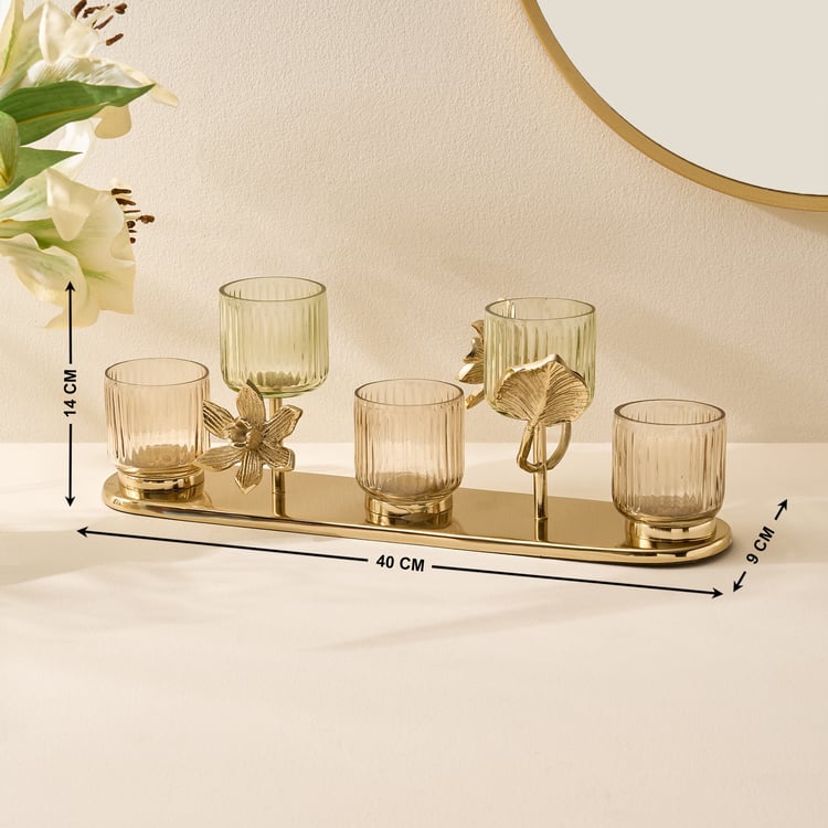 Soma Bloom Glass Multi Votive Holder with Metal Stand