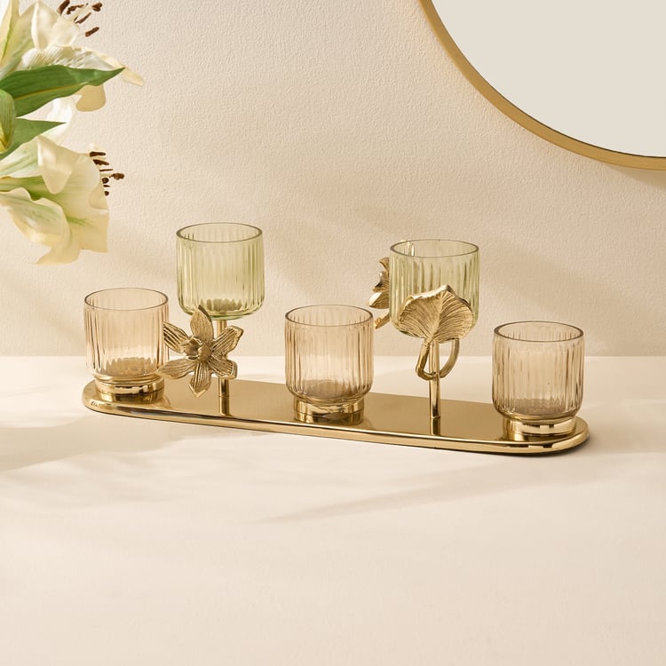 Soma Bloom Glass Multi Votive Holder with Metal Stand