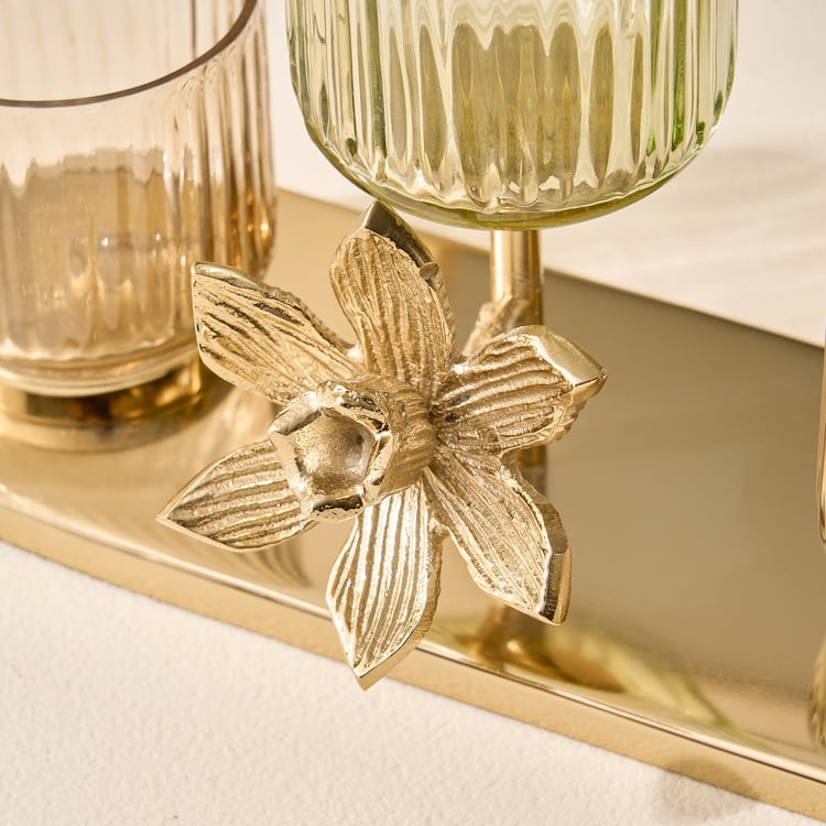 Soma Bloom Glass Multi Votive Holder with Metal Stand