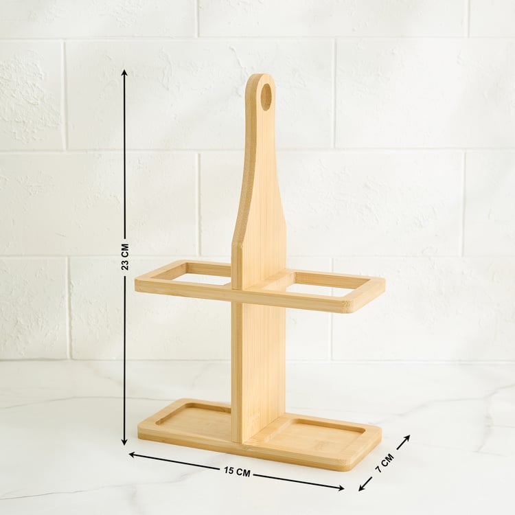 Regal Luxe Verbia Set of 2 Glass Oil Dispensers with Bamboo Stand - 260ml