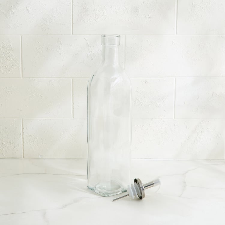 Regal Luxe Verbia Set of 2 Glass Oil Dispensers with Bamboo Stand - 500ml