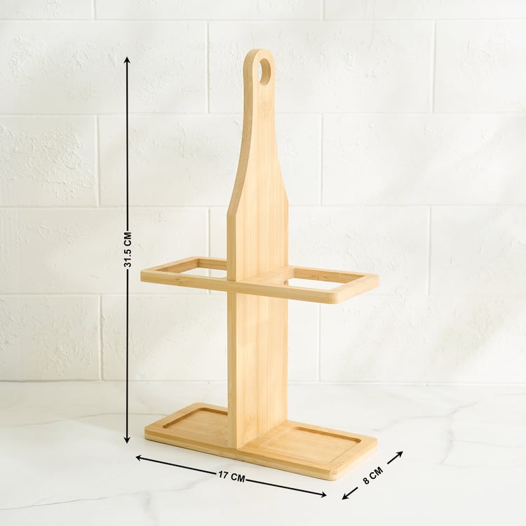 Regal Luxe Verbia Set of 2 Glass Oil Dispensers with Bamboo Stand - 500ml