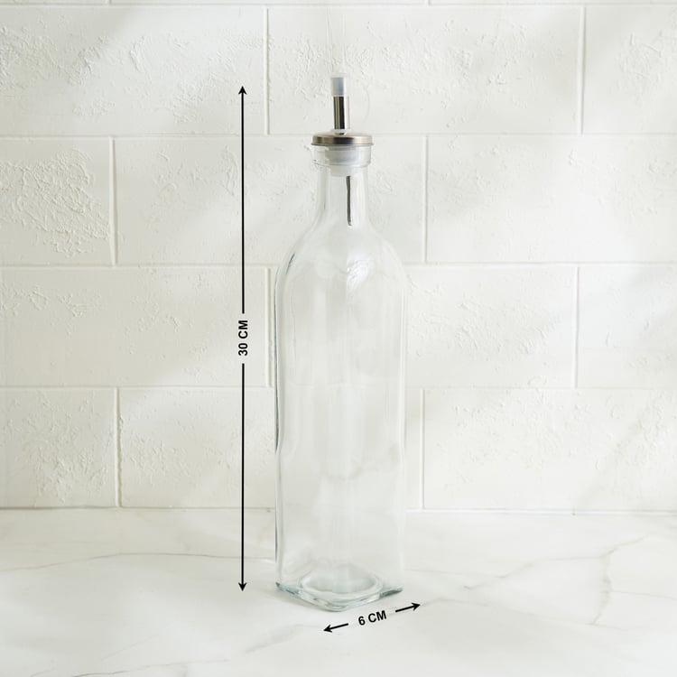 Regal Luxe Verbia Set of 2 Glass Oil Dispensers with Bamboo Stand - 500ml