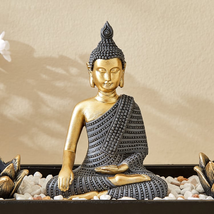 Renaissance Erin 3Pcs Polyresin Sitting Buddha Figurine with T-Light Holders