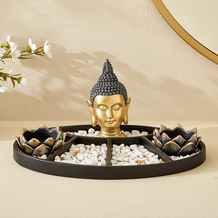 Renaissance Erin 3Pcs Polyresin Buddha Figurine with T-Light Holders
