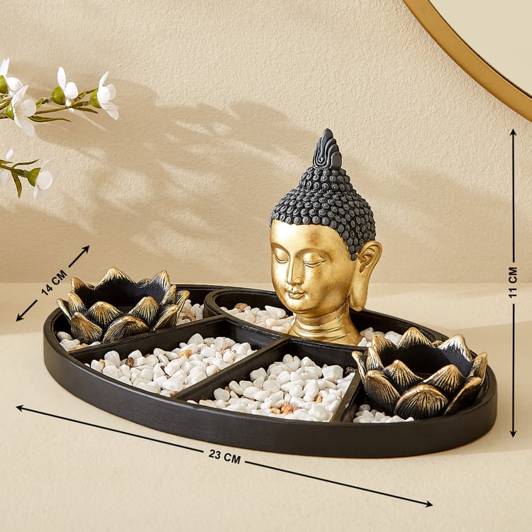 Renaissance Erin 3Pcs Polyresin Buddha Figurine with T-Light Holders