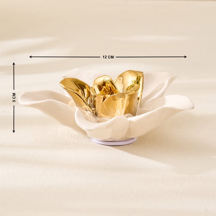 Amara Hana Ceramic and Metal Floral T-Light Candle Holder