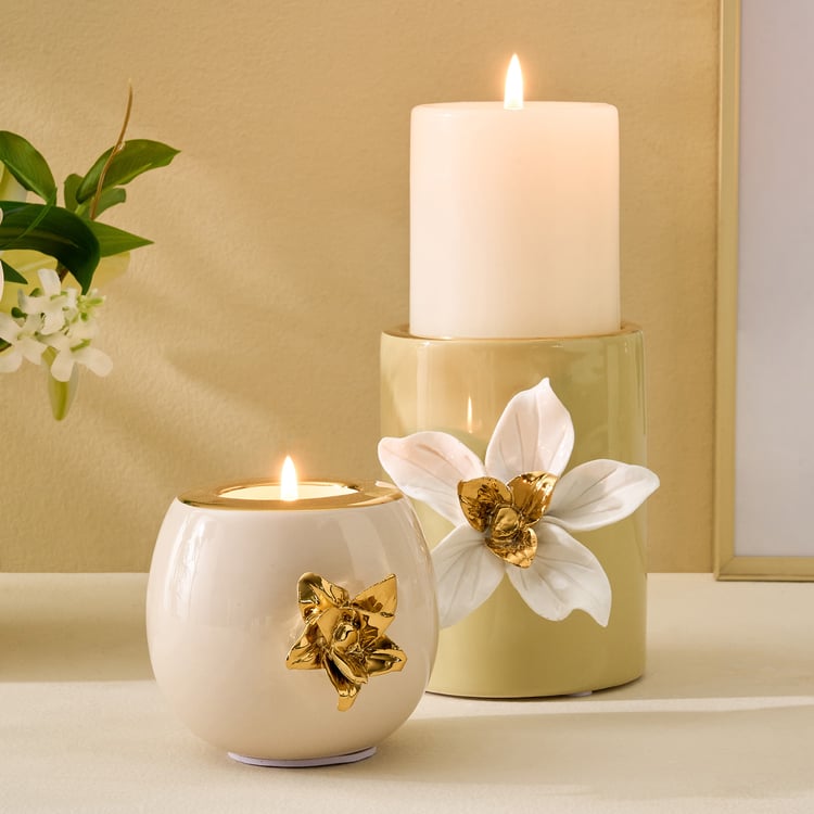 Amara Hana Ceramic Floral Votive Candle Holder