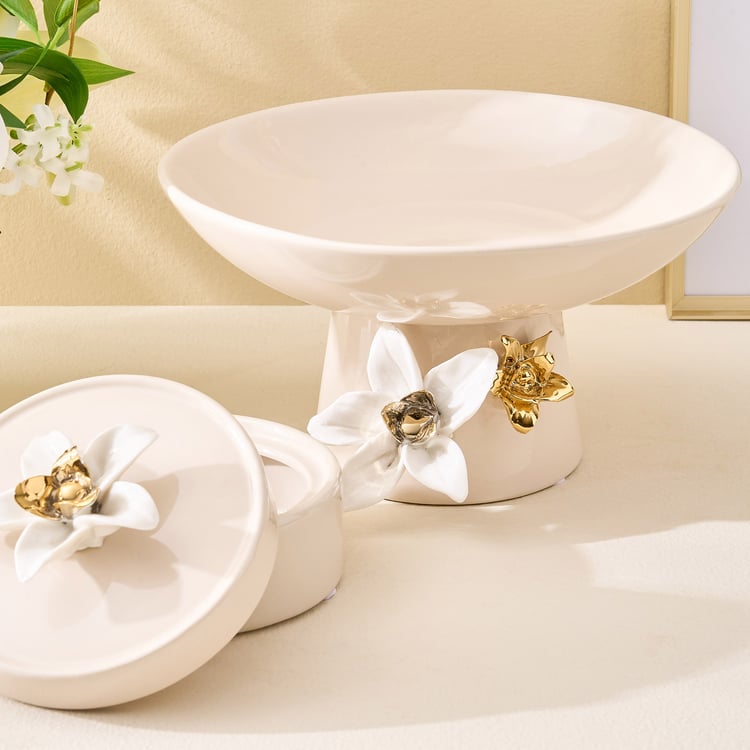 Amara Hana Ceramic Pedestal Decorative Bowl