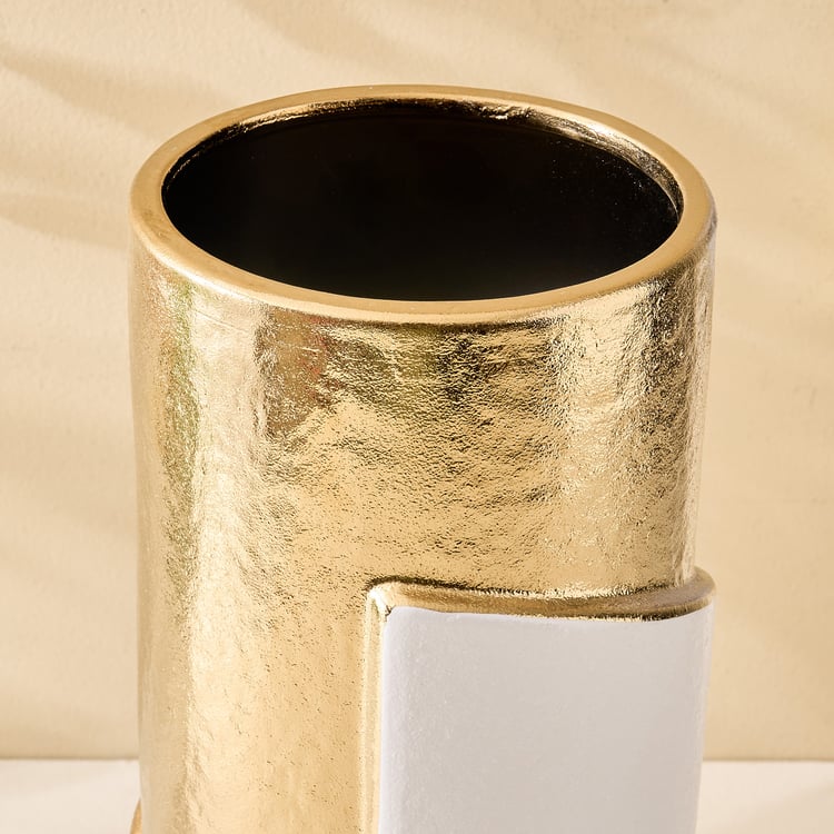 Evoke Ivy Ceramic and Metal Colourblocked Vase