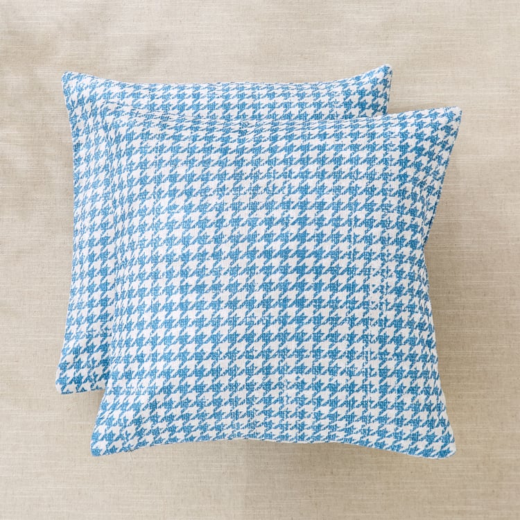 Celebration Realms Bunv Set of 2 Houndstooth Print Cushion Covers - 40x40cm