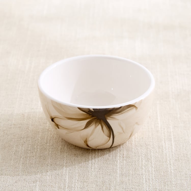 Moksha Mocha Mousse Stoneware Floral Print Katori - 250ml