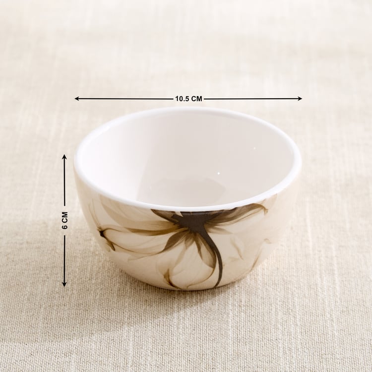 Moksha Mocha Mousse Stoneware Floral Print Katori - 250ml