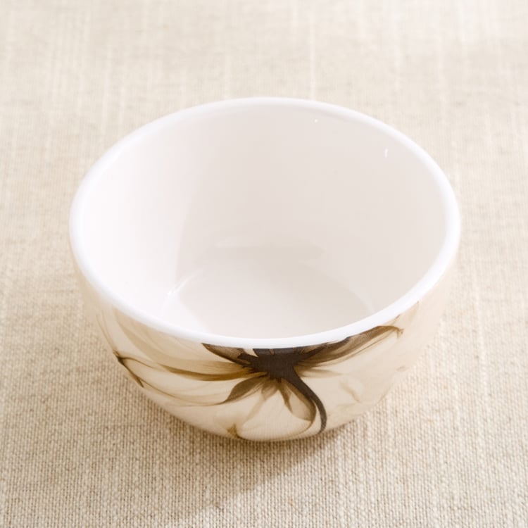 Moksha Mocha Mousse Stoneware Floral Print Katori - 250ml