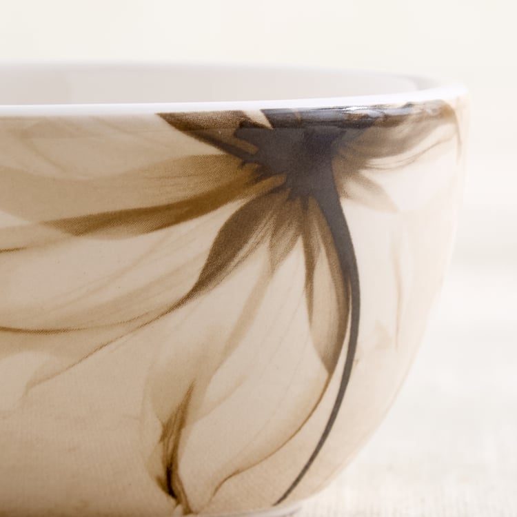 Moksha Mocha Mousse Stoneware Floral Print Katori - 250ml