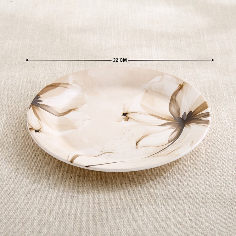 Moksha Mocha Mousse Stoneware Floral Print Side Plate - 22cm