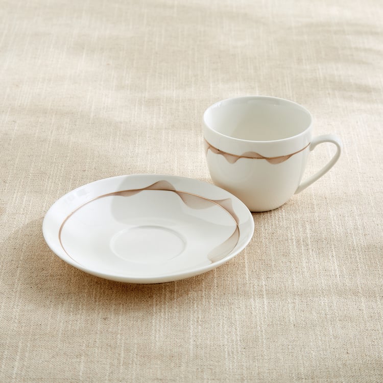 Altius Galben Bone China Printed Cup and Saucer - 200ml