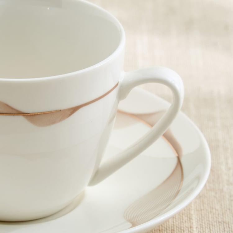 Altius Galben Bone China Printed Cup and Saucer - 200ml