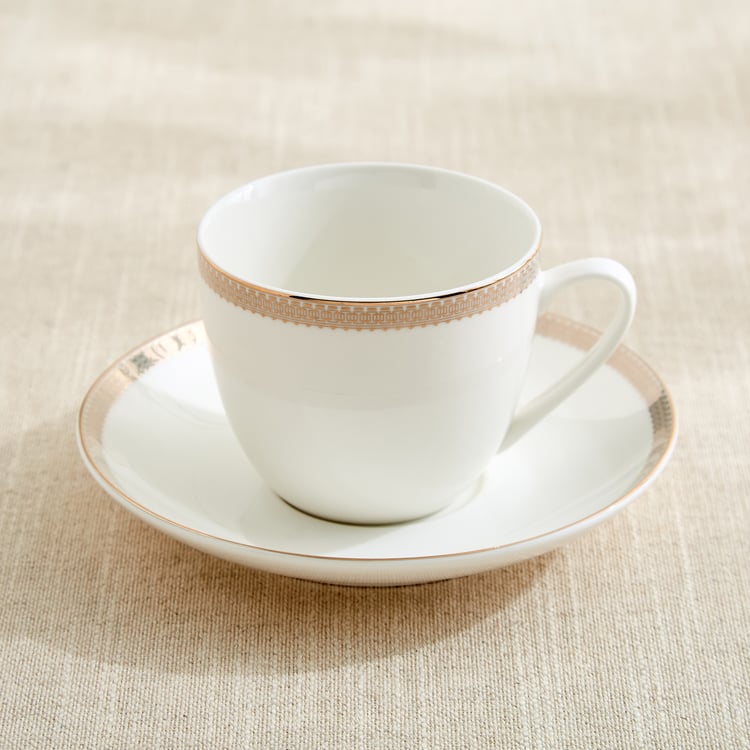 Altius Gris Bone China Printed Cup and Saucer - 200ml