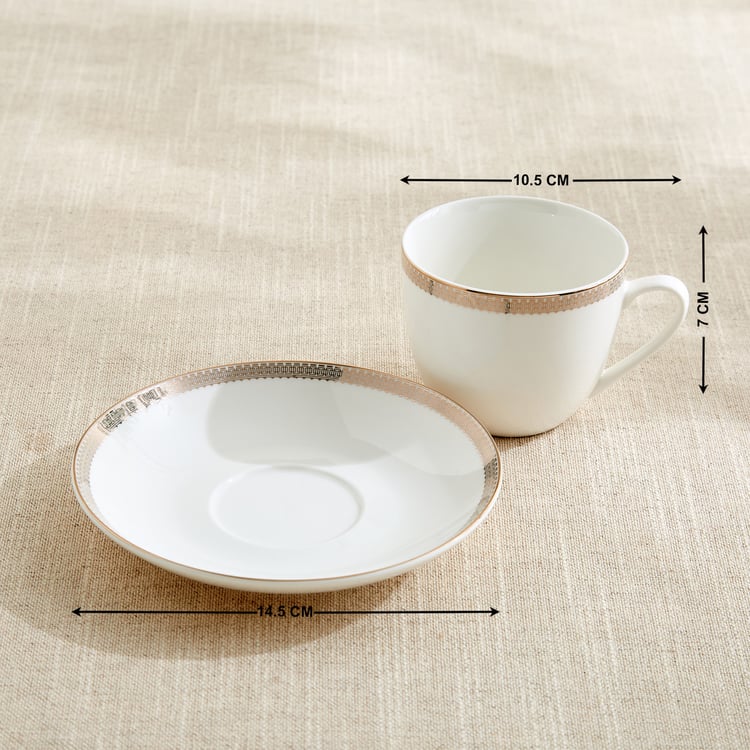 Altius Gris Bone China Printed Cup and Saucer - 200ml