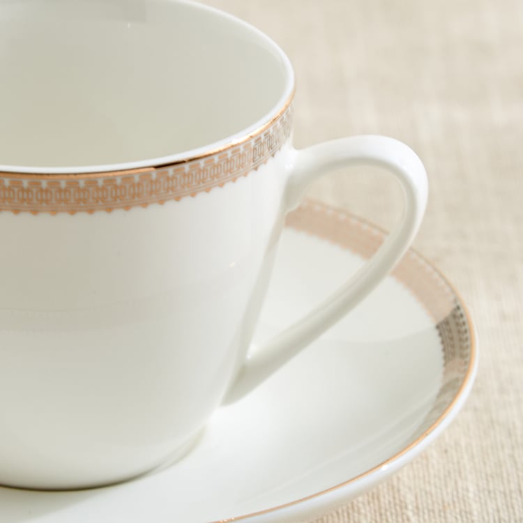 Altius Gris Bone China Printed Cup and Saucer - 200ml