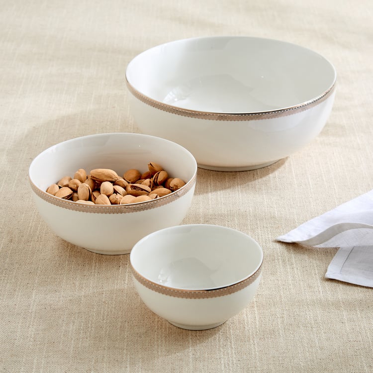 Altius Gris Bone China Printed Katori - 185ml