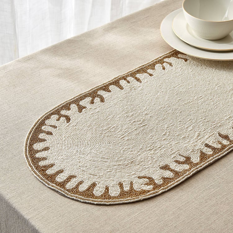 Halcyon Ivoor Beaded Table Runner