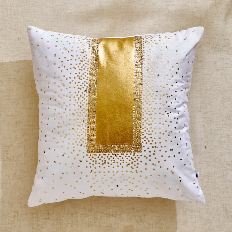 Glimmer Luxe Moderna Velvet Finish Embellished Filled Cushion - 40x40cm
