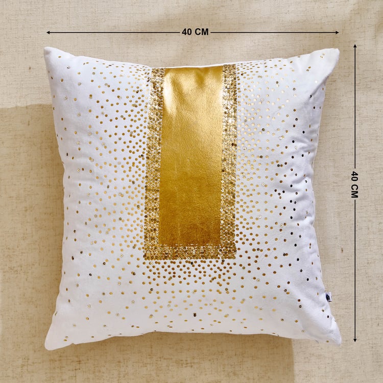 Glimmer Luxe Moderna Velvet Finish Embellished Filled Cushion - 40x40cm
