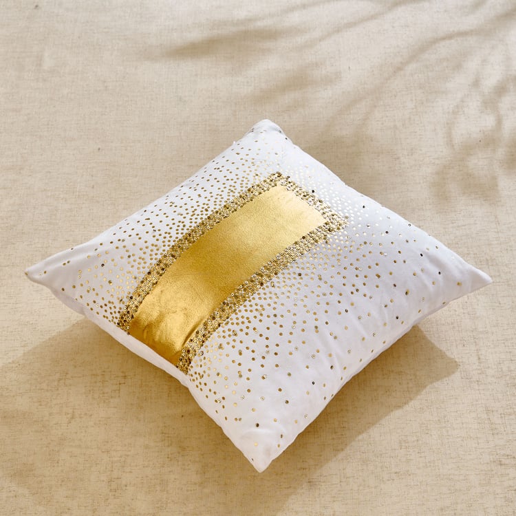 Glimmer Luxe Moderna Velvet Finish Embellished Filled Cushion - 40x40cm