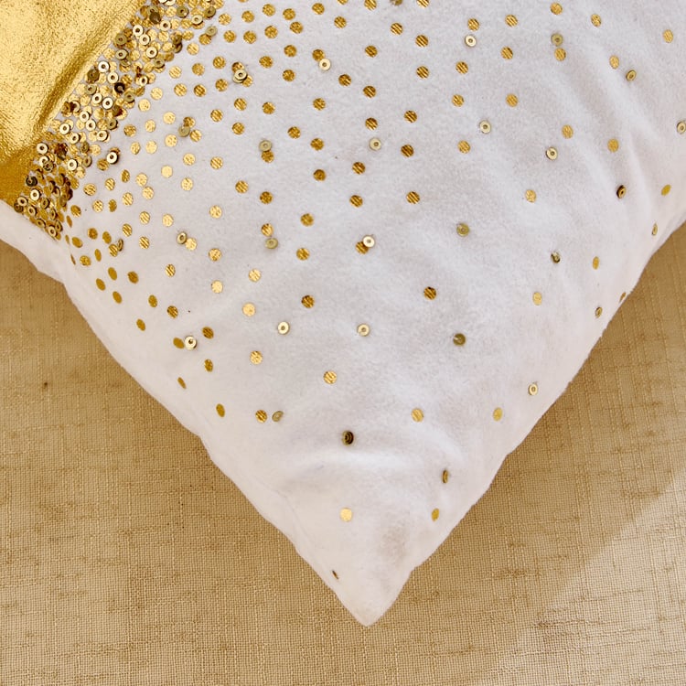 Glimmer Luxe Moderna Velvet Finish Embellished Filled Cushion - 40x40cm
