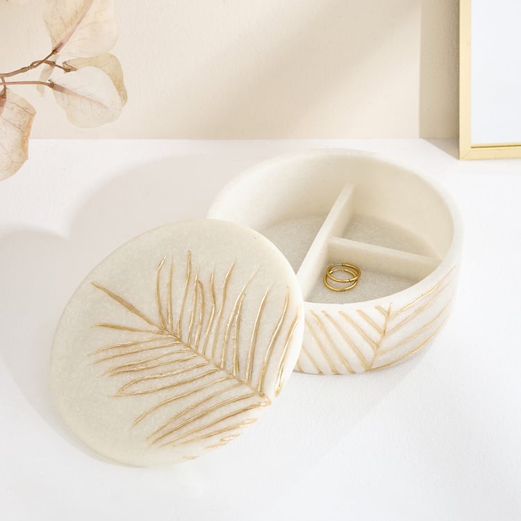 Oro Polyresin Leaf Foil Print Trinket Box