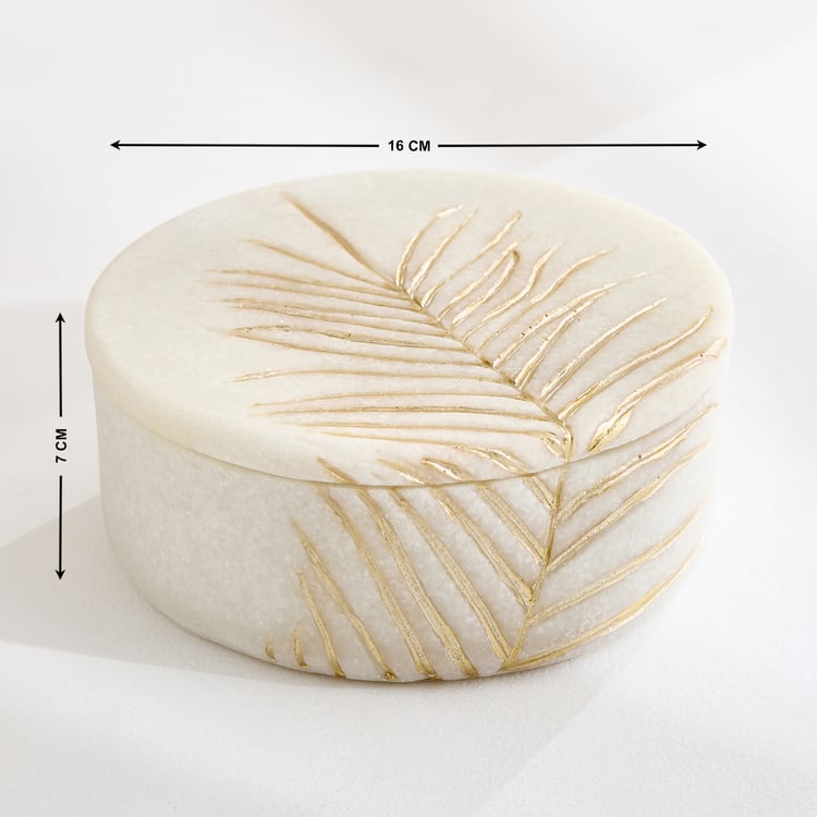 Oro Polyresin Leaf Foil Print Trinket Box