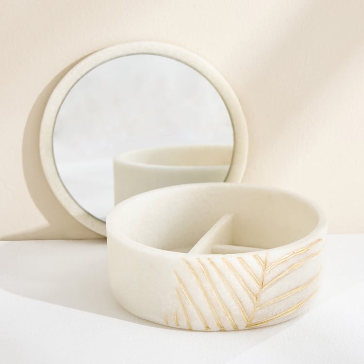 Oro Polyresin Leaf Foil Print Trinket Box