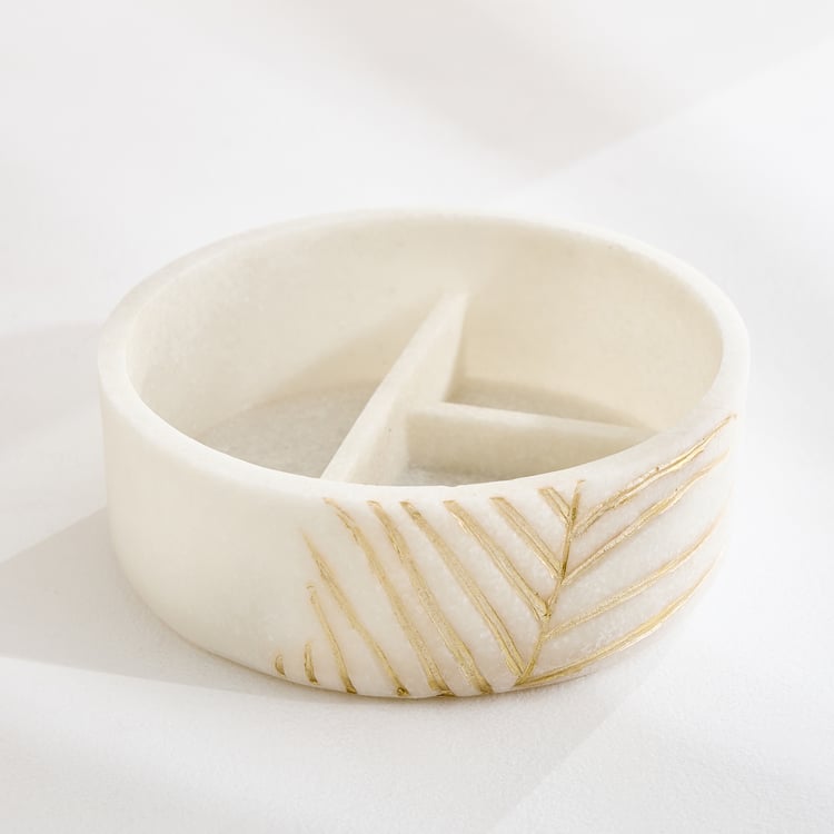 Oro Polyresin Leaf Foil Print Trinket Box