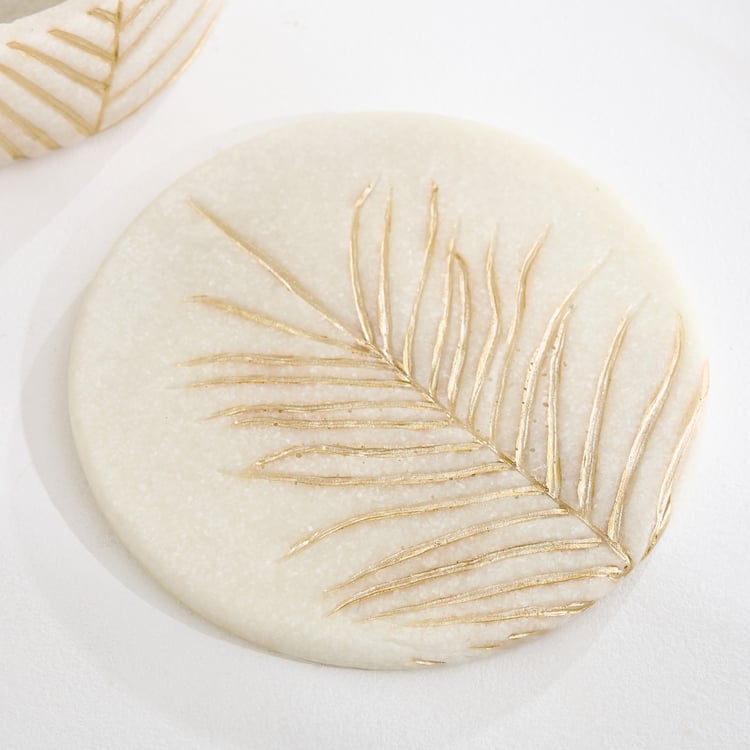 Oro Polyresin Leaf Foil Print Trinket Box