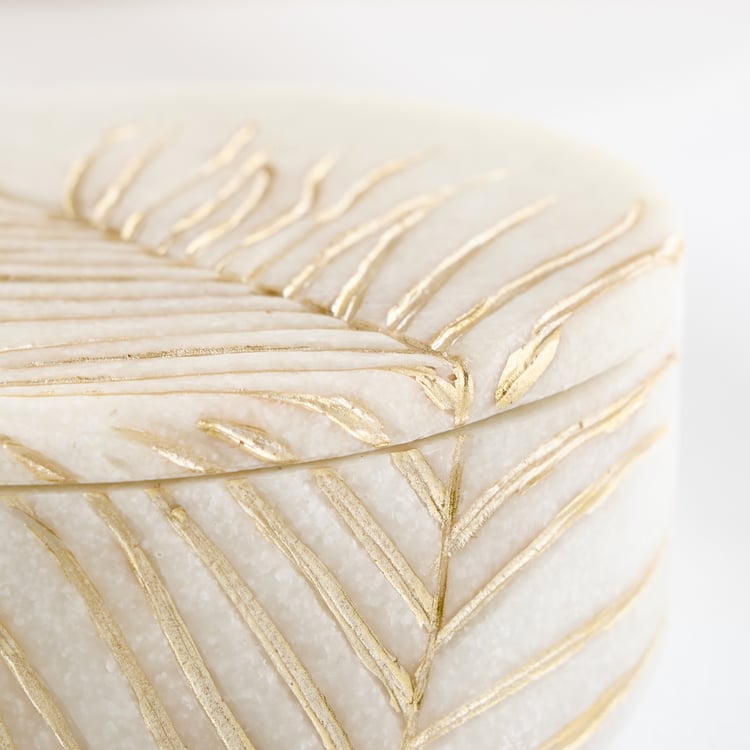 Oro Polyresin Leaf Foil Print Trinket Box