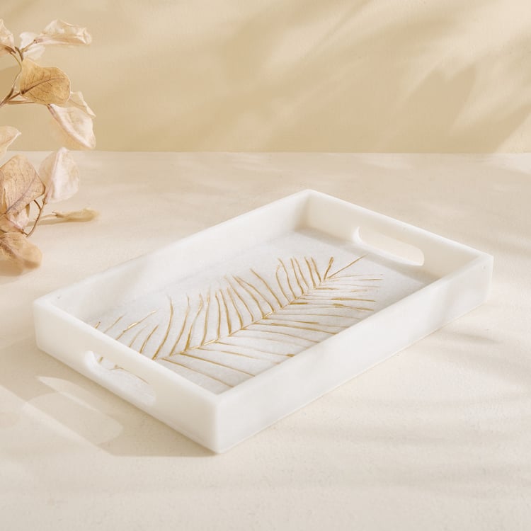 Oro Polyresin Leaf Foil Print Decorative Tray