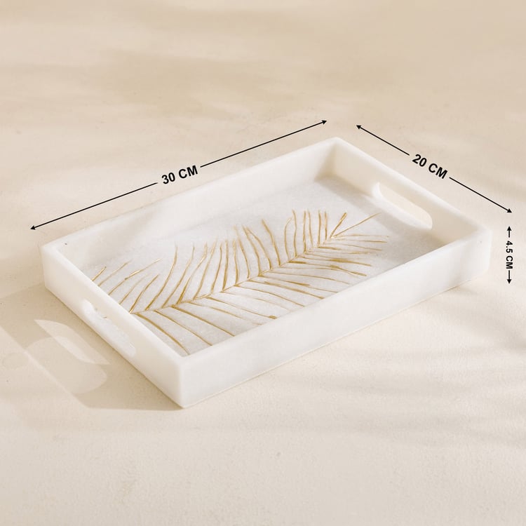 Oro Polyresin Leaf Foil Print Decorative Tray