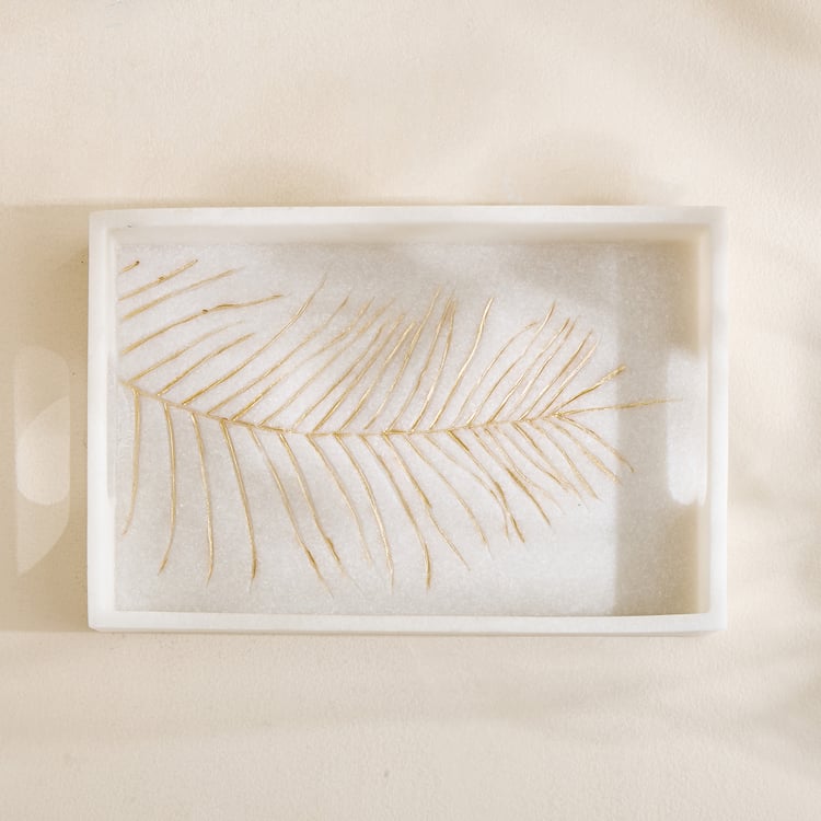 Oro Polyresin Leaf Foil Print Decorative Tray