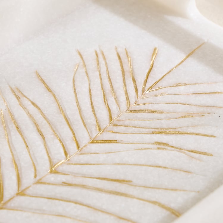 Oro Polyresin Leaf Foil Print Decorative Tray