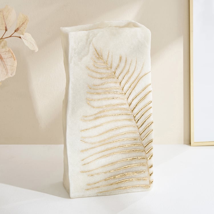 Oro Polyresin Leaf Foil Printed Vase