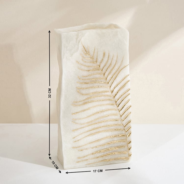 Oro Polyresin Leaf Foil Printed Vase