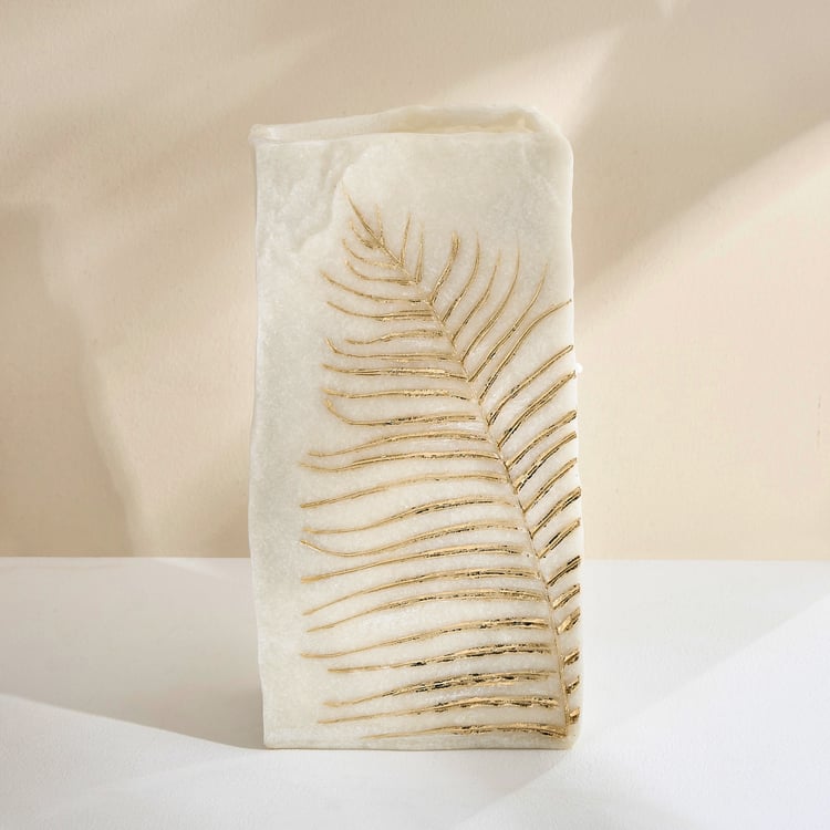 Oro Polyresin Leaf Foil Printed Vase