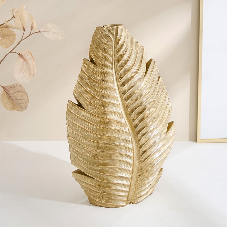 Oro Polyresin Leaf Vase - Large