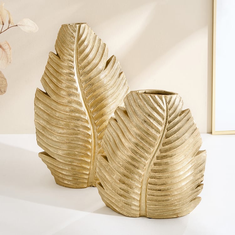 Oro Polyresin Leaf Vase - Large