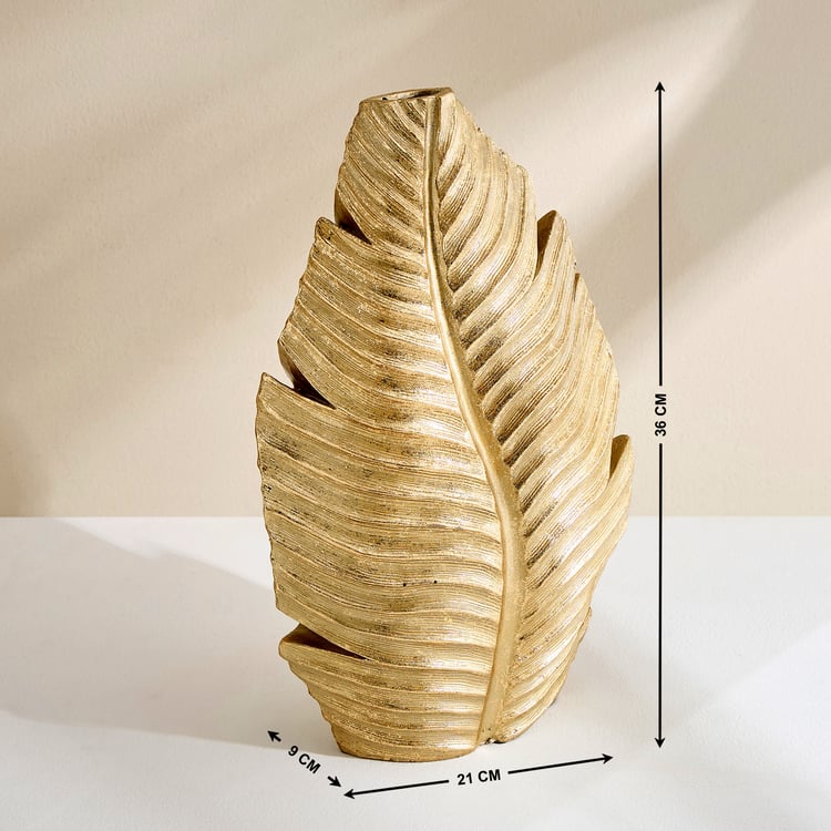 Oro Polyresin Leaf Vase - Large